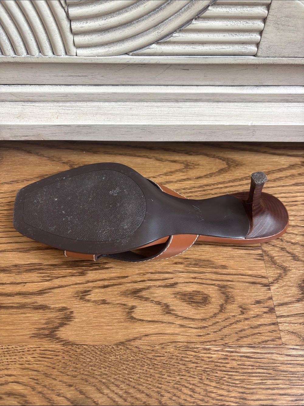 Zara Tan Brown Leather Slide Mules - Picture 3 of 3